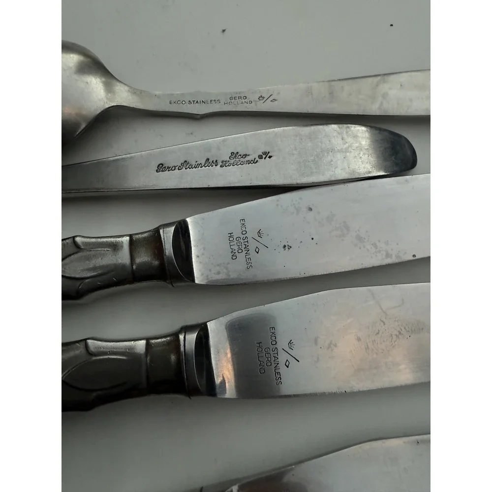 Vintage Stainless USA Flatware Set 11pc Art Deco Shell Fan‎ Pattern Silverware